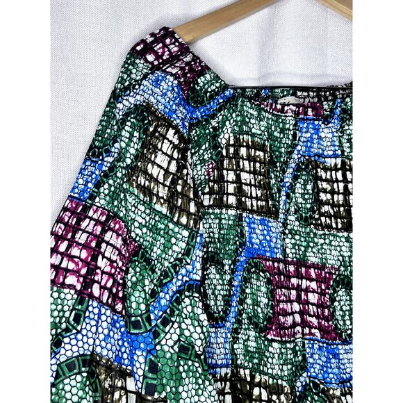 Advance Apparels African Green Blue Off Shoulder Shirred Maxi Dress - Picture 2 of 11